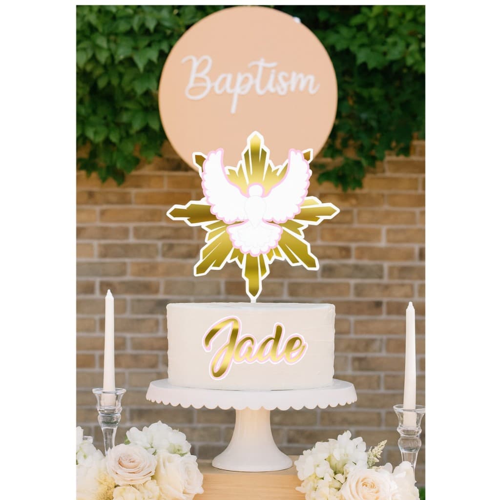 ENVIO RÁPIDO - Topo de Bolo Personalizado com Lamicote Batismo com Nome