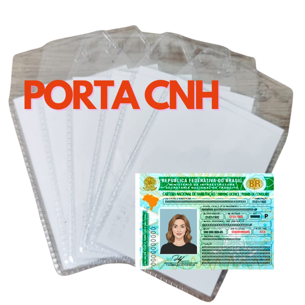 Protetor Capa Porta CNH RG Plástico PVC Atacado Envelope Habilitação Medida Exata Resistente