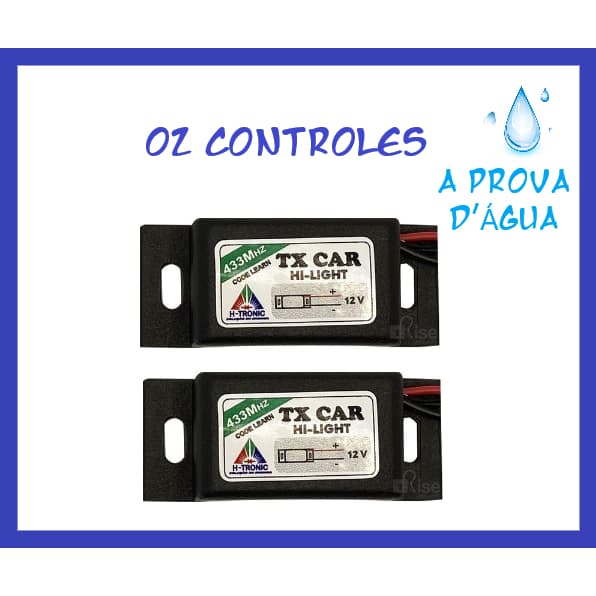 2 TX CAR - Controle que abre portão com farol carro e moto 433,92 Mhz.