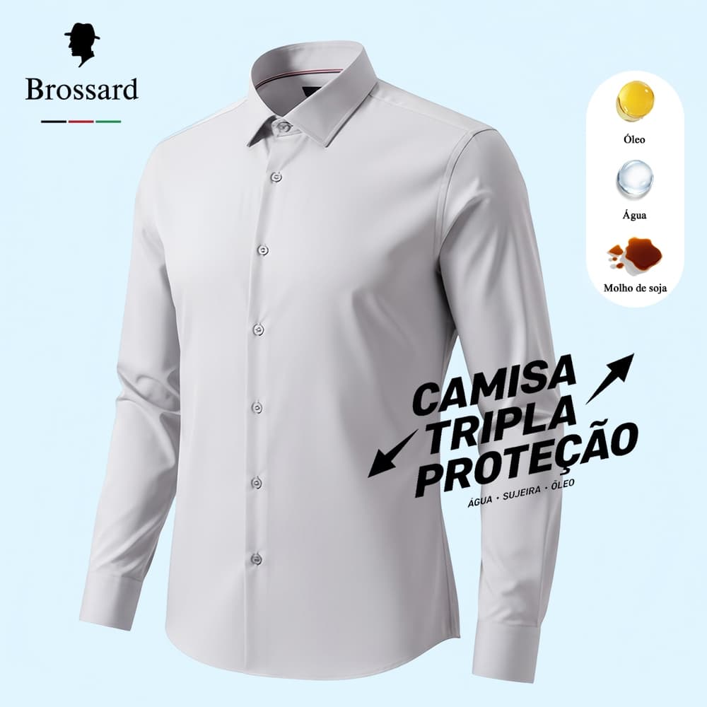 Camisa Social Masculina Slim fit Luxo Não Amassa Elastano e Impermeável, Blusa Manga Longa Estilosa