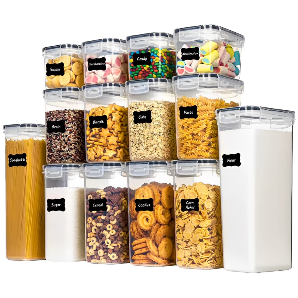 Potes Herméticos Porta Mantimentos Kit14 Organizador Armário Despensa Cozinha Alimentos Transparente