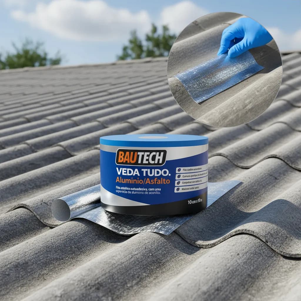 Manta Fita Asfáltica Fria Adesiva Aluminizada Veda Tudo 30x10m Bautech