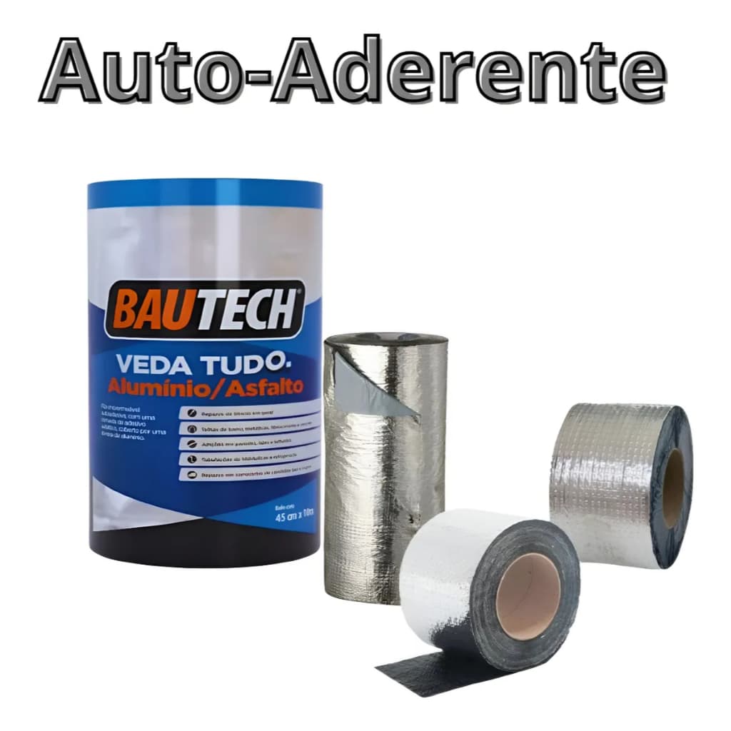 Manta Asfáltica Fria Auto Adesiva Aluminizada 10cm X 10m Bautech