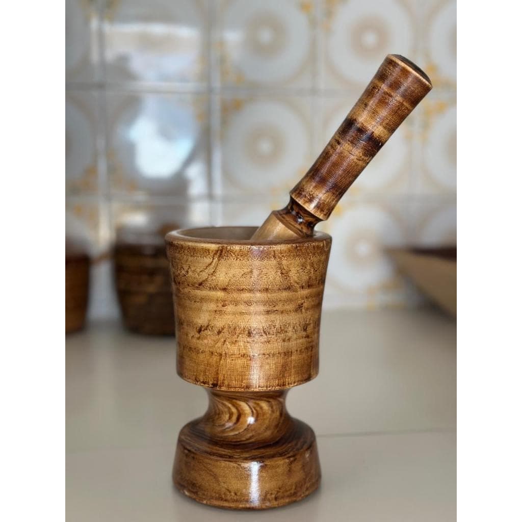 Pilao gourmet de madeira artesanal para temperos ervas e decoração