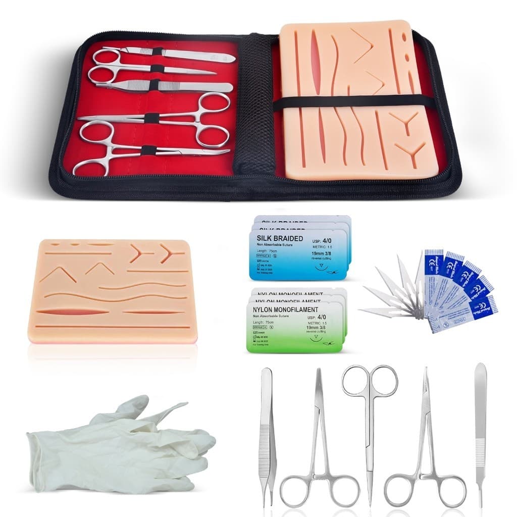 Kit com 25 pc pecas Simulador De Sutura Treino Com Pinça Pinca Veterinaria