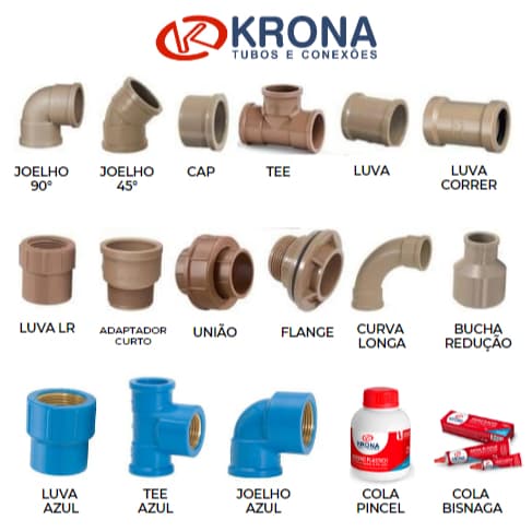 Joelho TE Cotovelo Conexões Soldavel 3/4 - 25mm 40mm 50mm PVC 90º  - Krona Fortlev