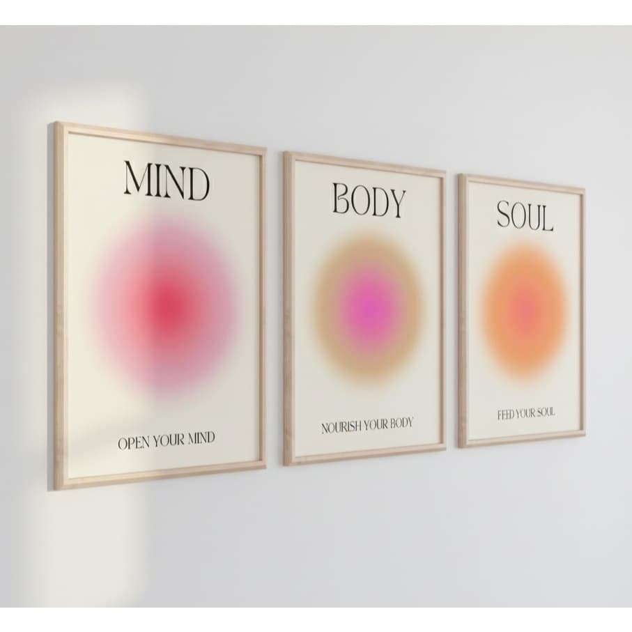 Quadro decorativo Mente corpo alma impressão positiva aura energia cartaz na moda gradiente espiritual pintura 20x30
