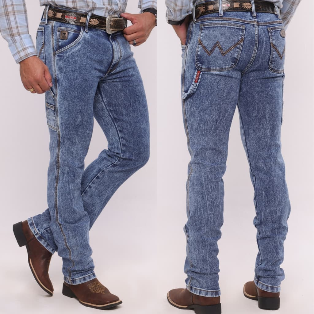 Calça Country Carpinteira Bordada Premium Jeans Grosso Masculina Cowboy Rodeio - Fabricação Propria