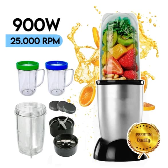 Liquidificador Portátil 900W Extrator de Suco Copo Squeeze Lâmina de Aço Inox Premium 11 Peças VICCOLI