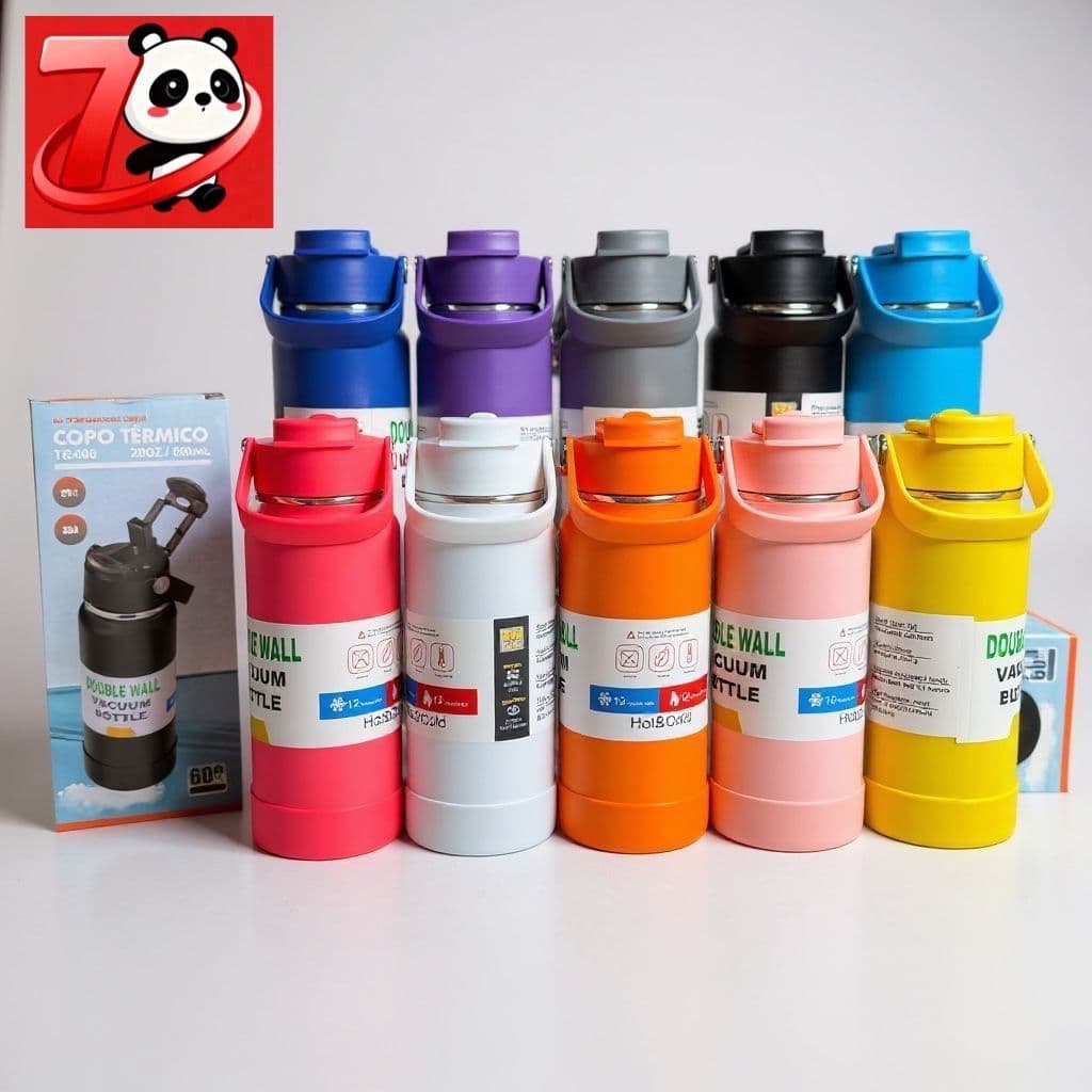 Garrafa Térmica Aço Inox copo duplo para bebe Com Canudo+ Base da Mesma Cor 1000ml/800ml/600ml/350ml