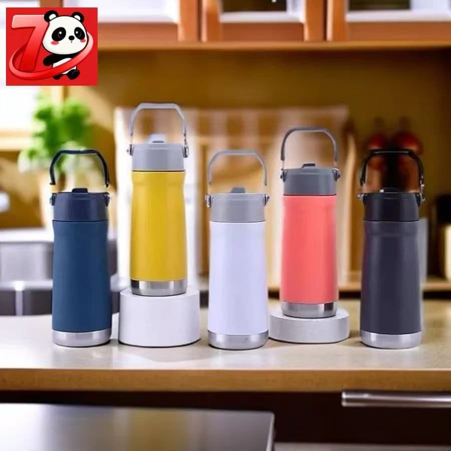 Garrafa Térmica de 650ml com Alça e Canudo para Água Gelada