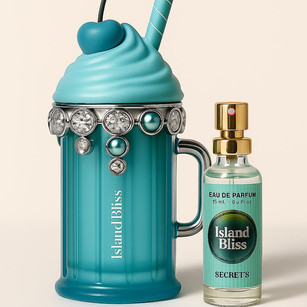 Perfume Árabe Island Bliss  Secret’s Parfum 15ml - Fragrância Doce, Coco, Baunilha, Alta Fixação