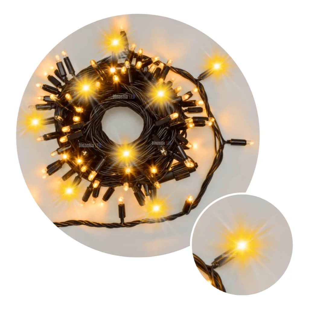 Cordão LED Strobo 10m 100 LEDs 80 Fixos 20 Strobo Prova D’Água Festas Externo Jardim Natal