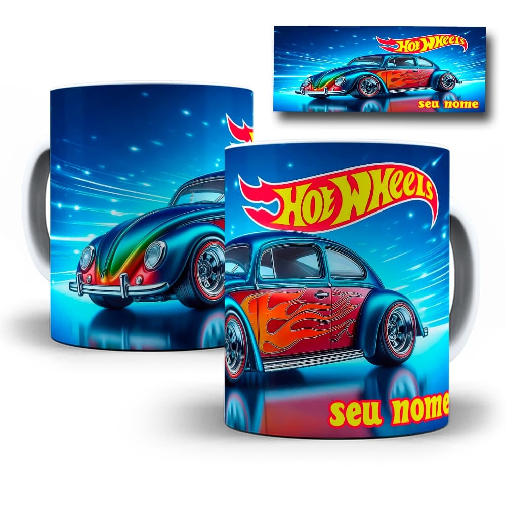 Caneca Hot Wheels Porcelana Personalizada Com Seu Nome