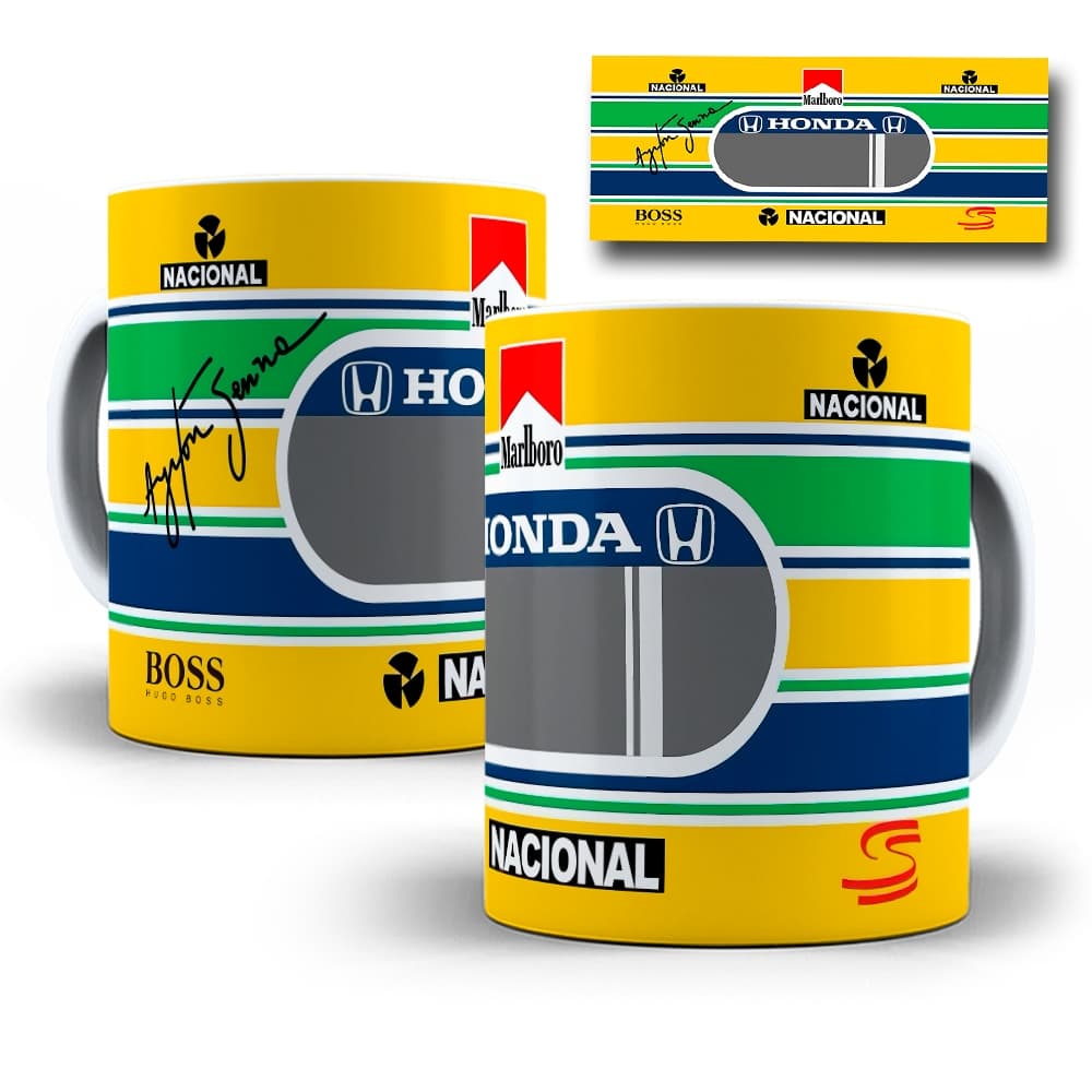 Caneca Ayrton Senna Retrô Fórmula 1 Presente Criativo Xícara 325ml Top Porcelana  Amigo ou Amiga Similar