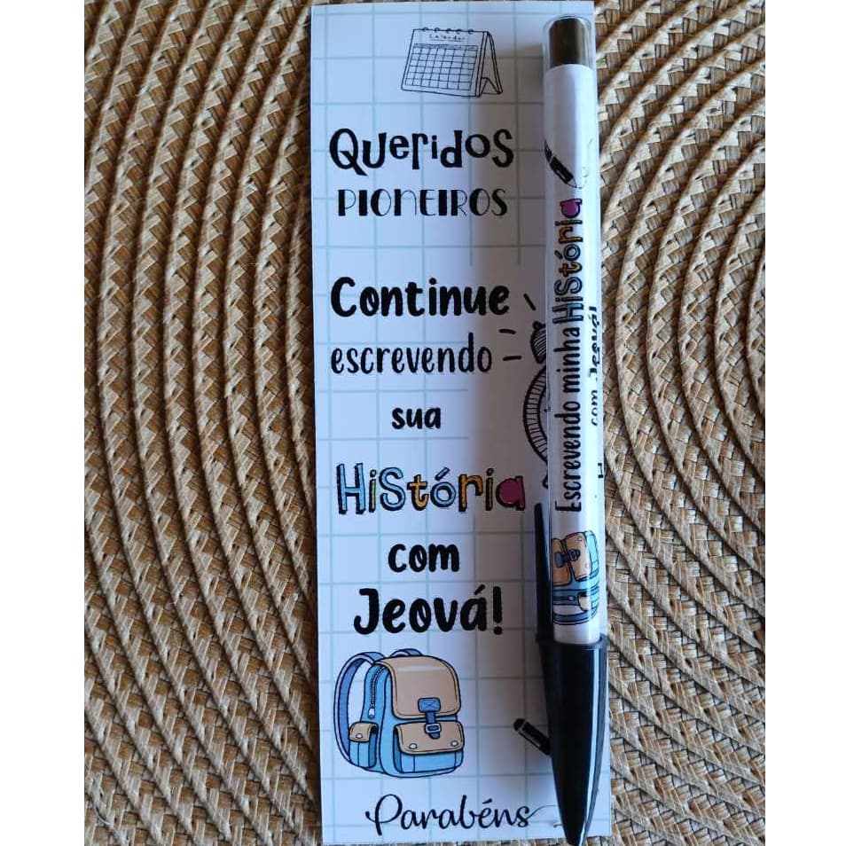 Caneta personalizada com card Pioneiros | Mimo Presente