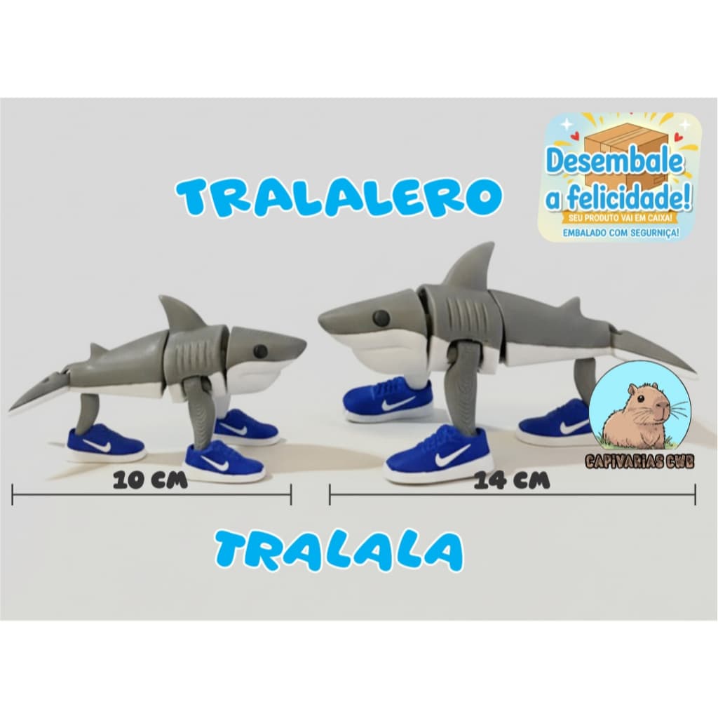 Tralalero Tralala Tubarão Meme Boneco articulado Memes