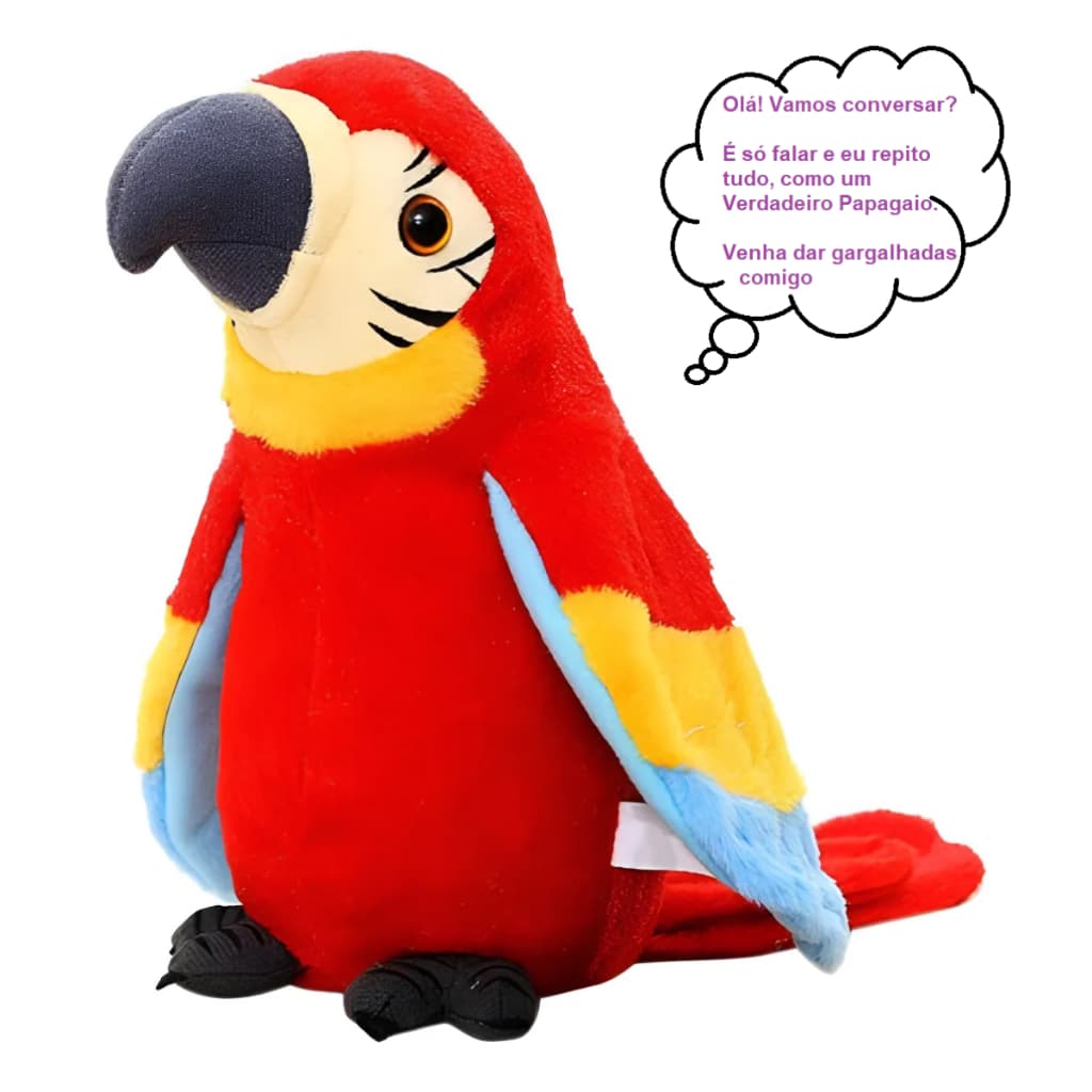 Brinquedo Papagaio Falante repete tudo que vc fala, da risadas canta