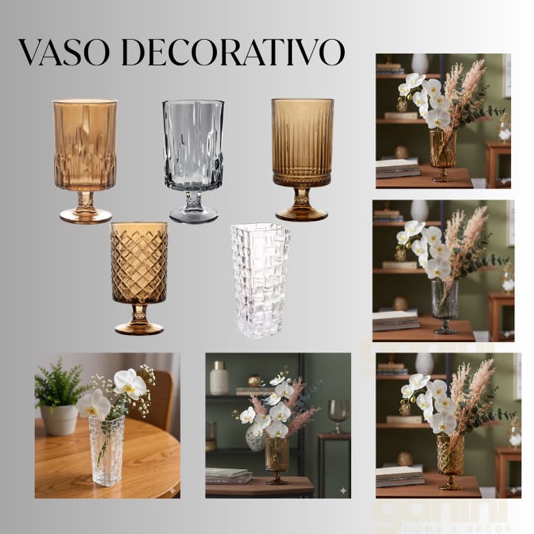 Vaso de Vidro Lapidado Decoração Sala Festa Plantas Esplendor Diamond