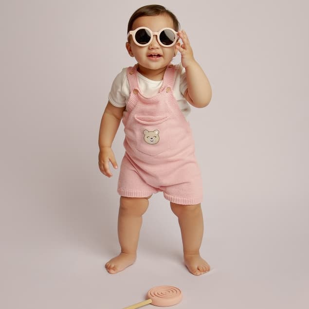 Jardineira Romper Tricot Body Delicada Bolso Urso