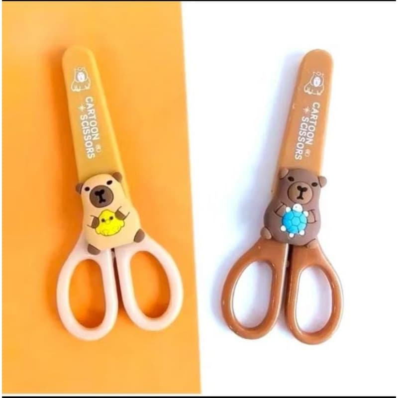 Tesoura Capivara Infantil Ponta Redonda Segura - Escolar Artesanato Papelaria Fofa Presente Com Capinha