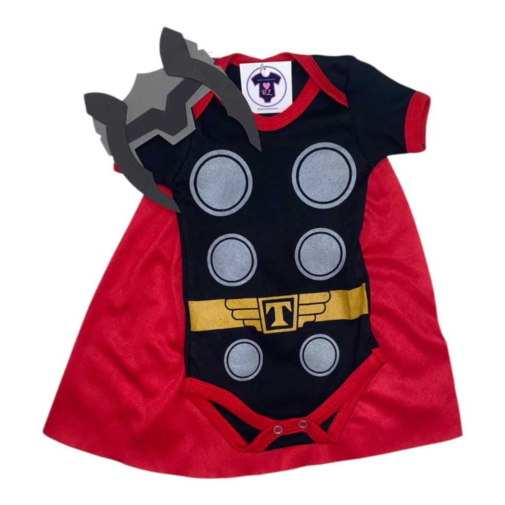 Body Bebe Menino Thor + Mascara - Temático - Super Heróis - Mesversário