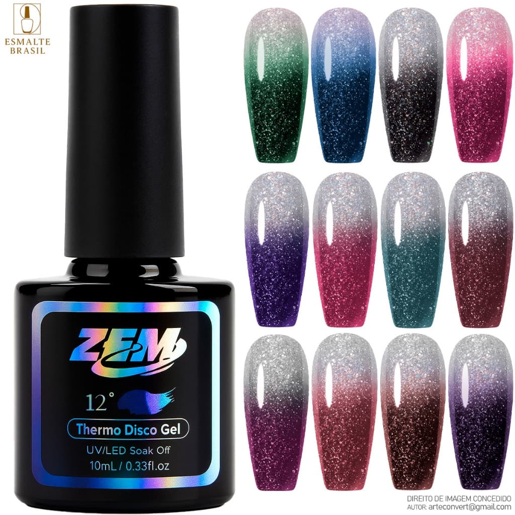 Esmalte Gel De Unha Reflexivo Térmico Zem 10ml Diamante/Brilho/Brilhante