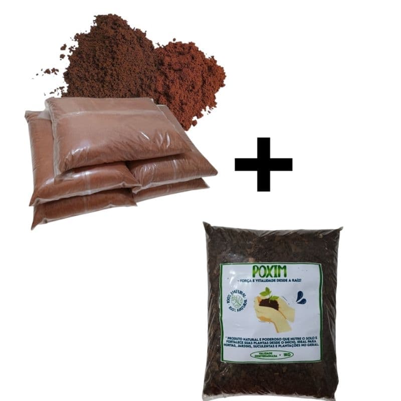 kit plantio terra vermelha e Poxim substrato orgânico plantação saudável natural terra adubada
