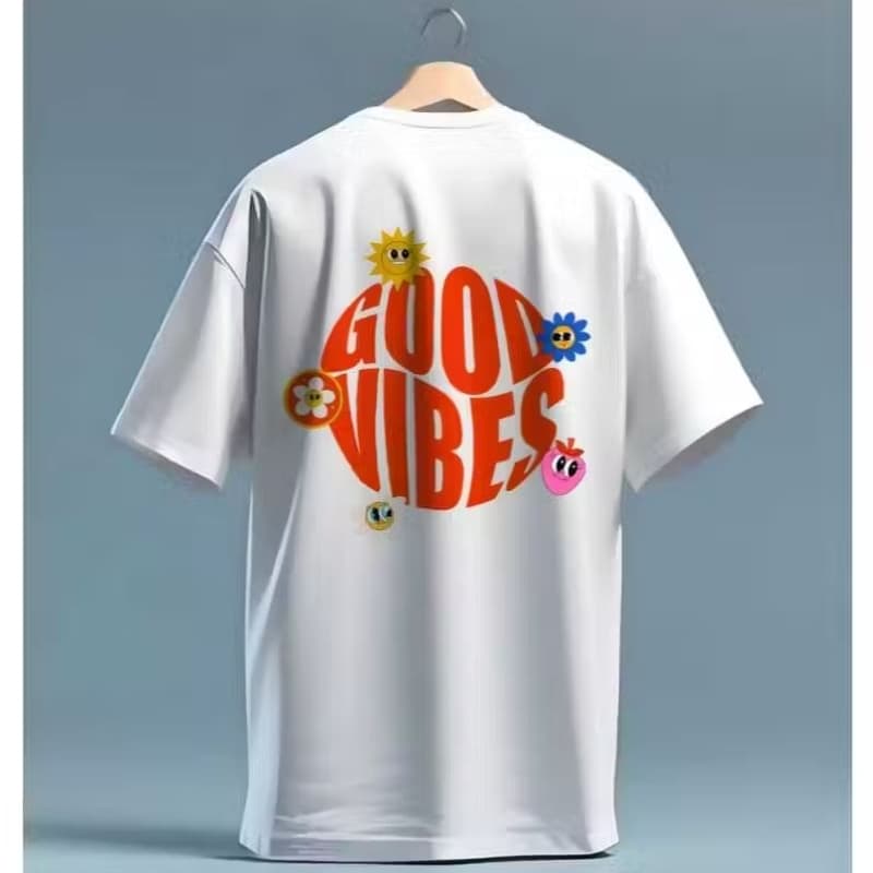 Camiseta Good Vibes Retrô Floral – Camisa Estampada Vintage Streetwear Unissex