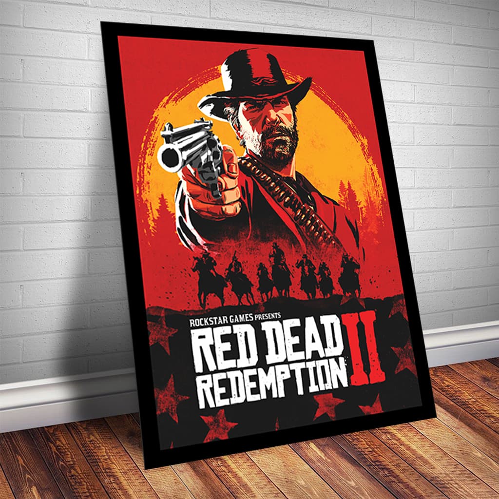 Quadro Decorativo Jogo Red Dead Redemption 1, 2 e Revolver Rockstar