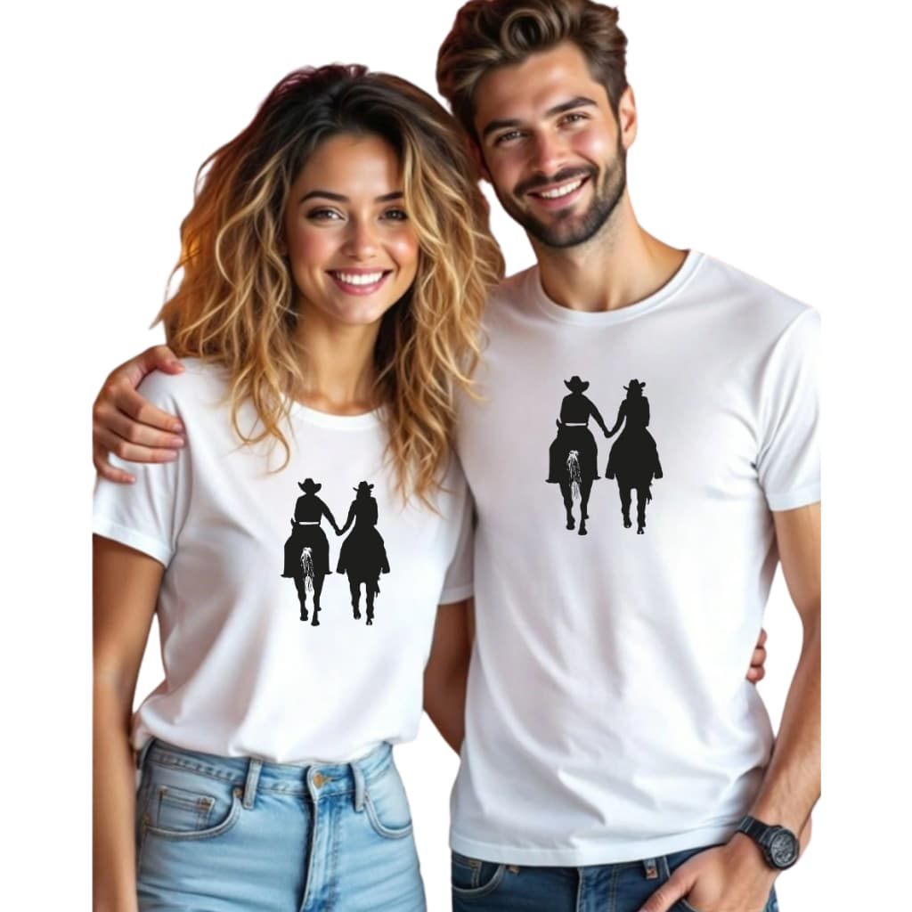 Kit 2 Camiseta Casal Country Look Agro Sertanejo Blusa Algodão Gola Redonda Unissex