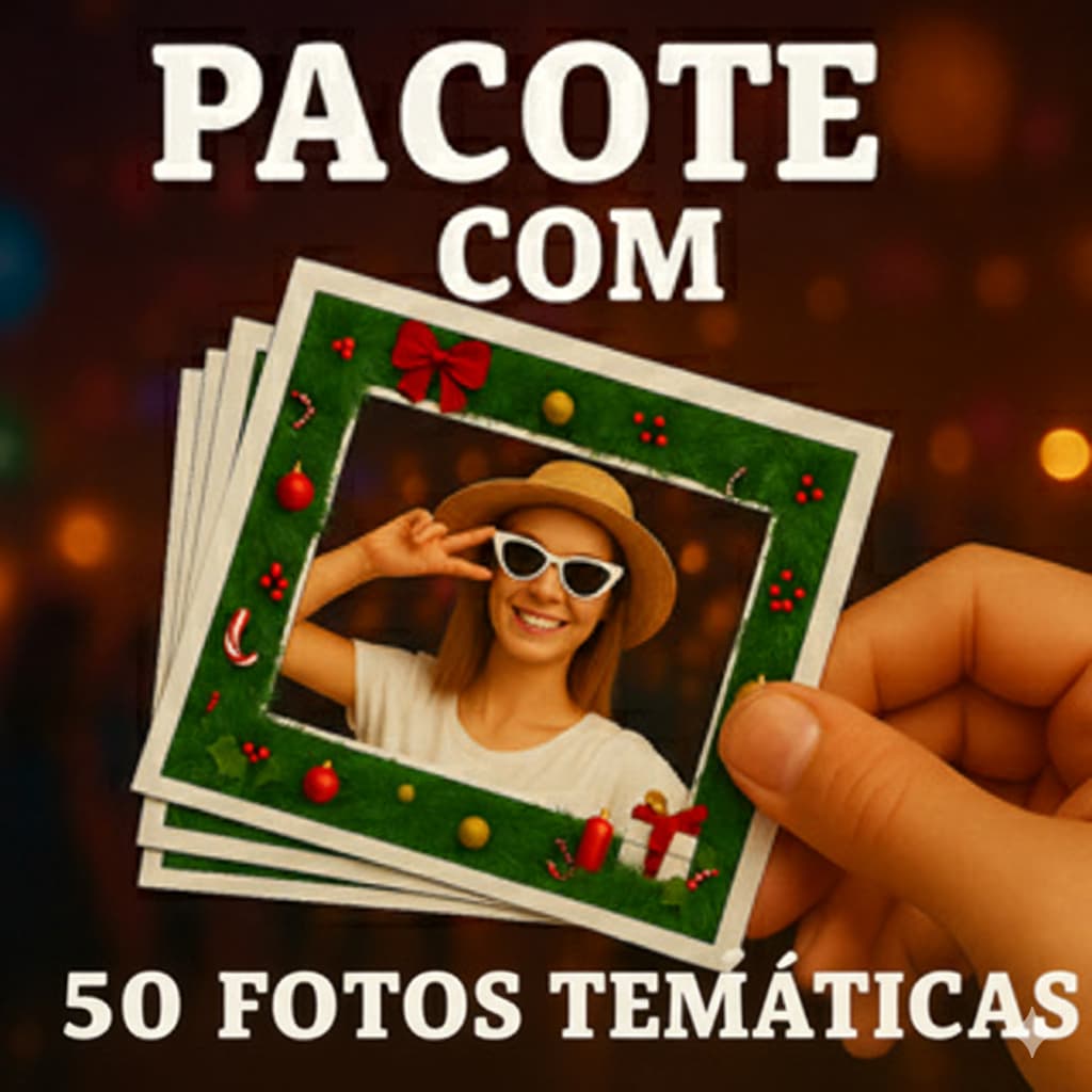 Kit de 50 fotos 10x15 com Bordas temáticas natal ano novo diversas para família