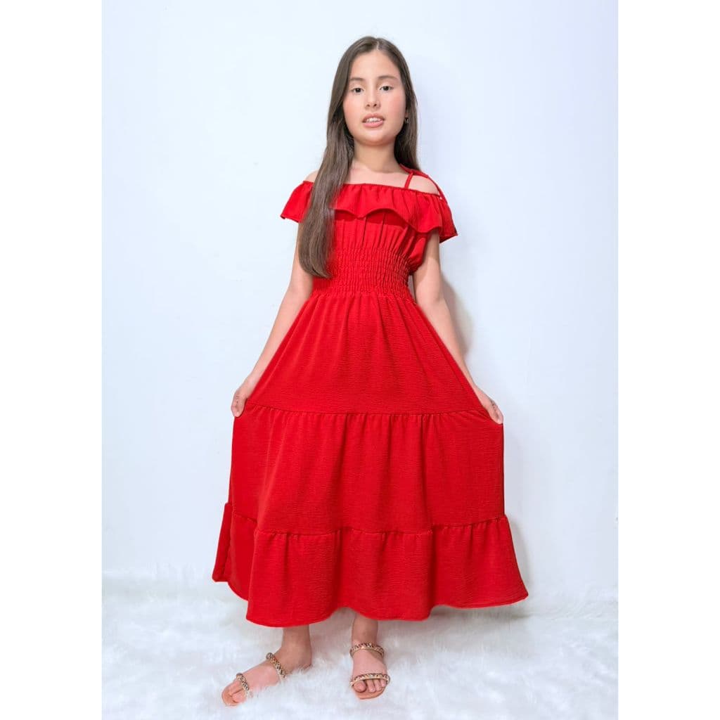 Vestido Longo Menina Juvenil Ciganinha 3 Marias Alcinha com Manga