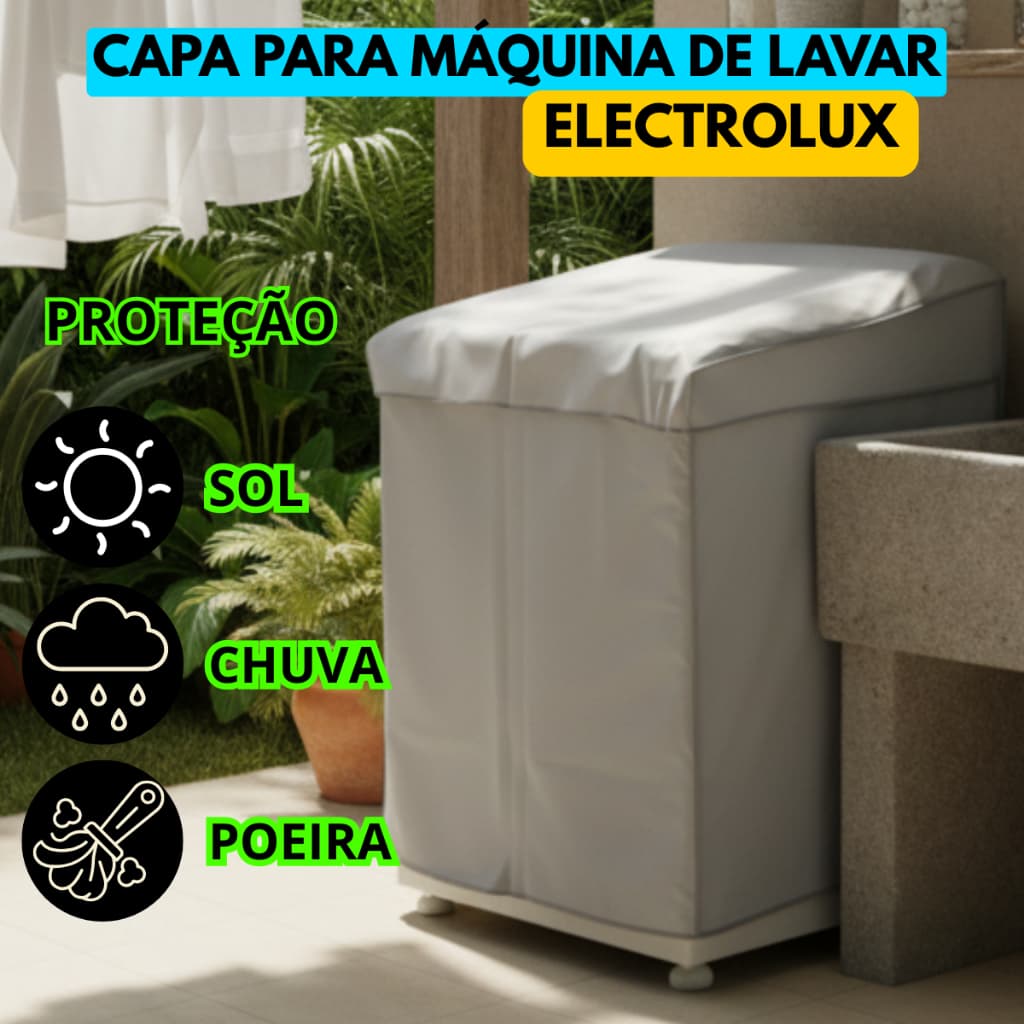 Capa Maquina de Lavar Electrolux Impermeável Tamanhos 8kg 9Kg 10kg 11Kg12kg 15kg 16kg