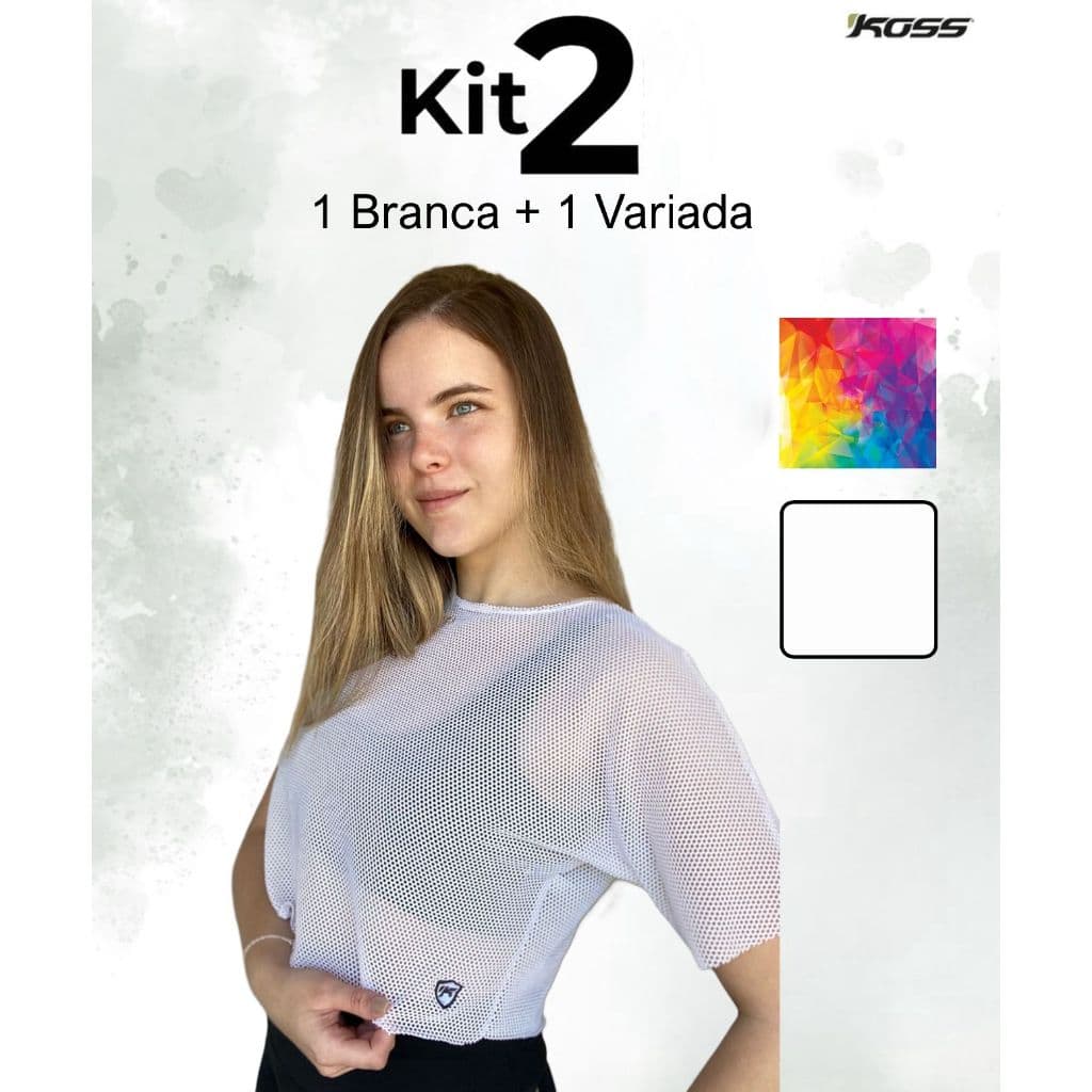 KIT 2 BLUSAS FEMININA TELA TULE ARRASTÃO TRANSPARENTE DE ACADEMIA FITNESS