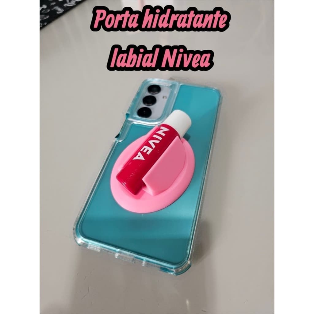 Porta hidratante labial Nivea para capa de celular cor Rosa Bebe