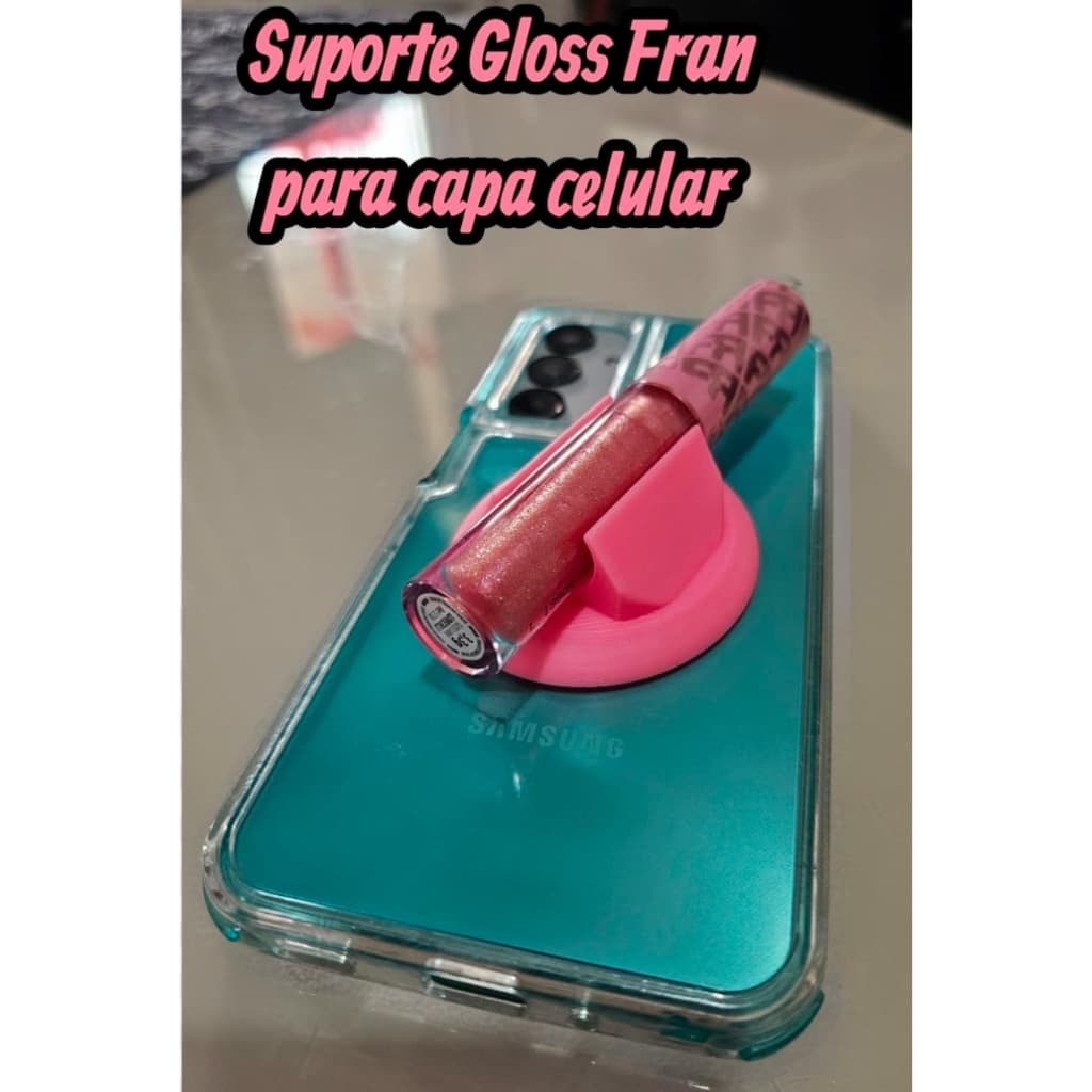 Porta Gloss Fran para capa de celular cor Rosa Bebe