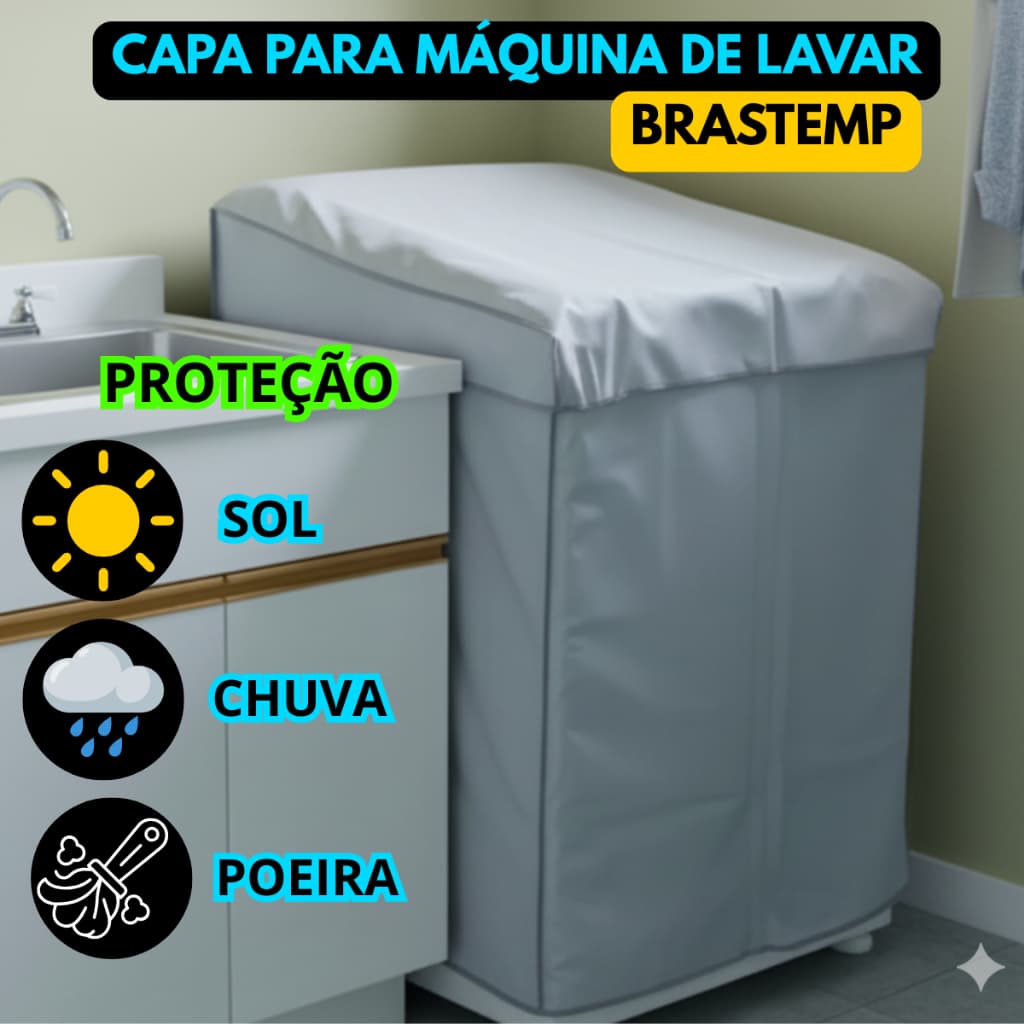 Capa Para Maquina Lavar Brastemp Resistente Impermeável Tamanhos 8Kg 9Kg 10Kg 11Kg 12Kg 15Kg