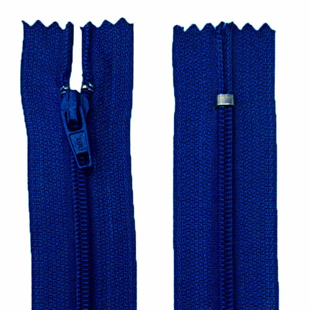 Ziper azul royal  comum Fixo com 18cm Pacote com 3 unidades