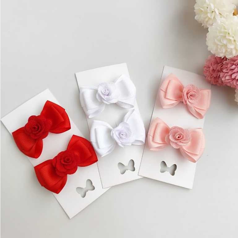 Par de laços infantil  Par de laço com flor  Parzinho de laço infantil