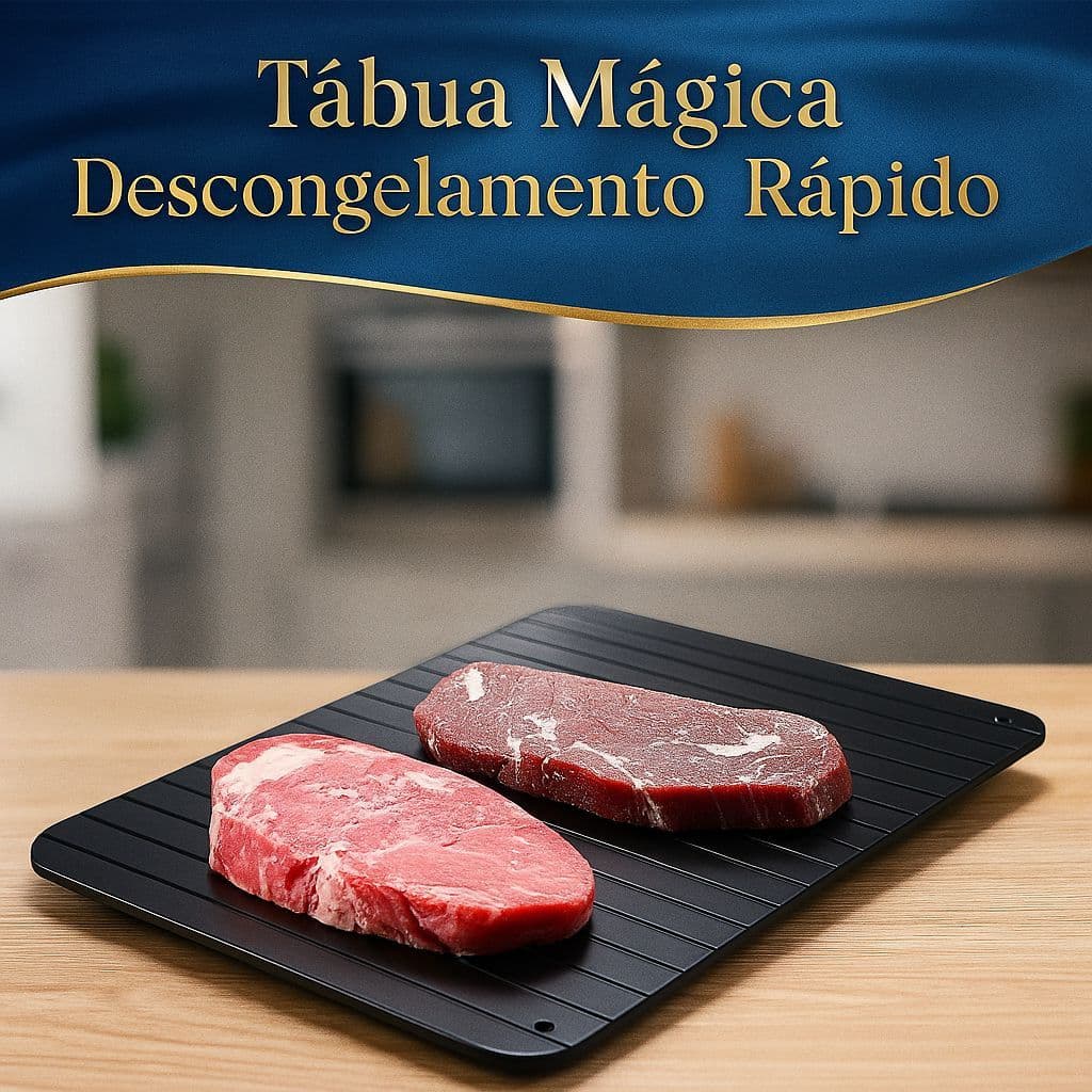 Tábua para Descongelar Alimentos Rápido Fácil Uso Cozinha Higiênica Preta