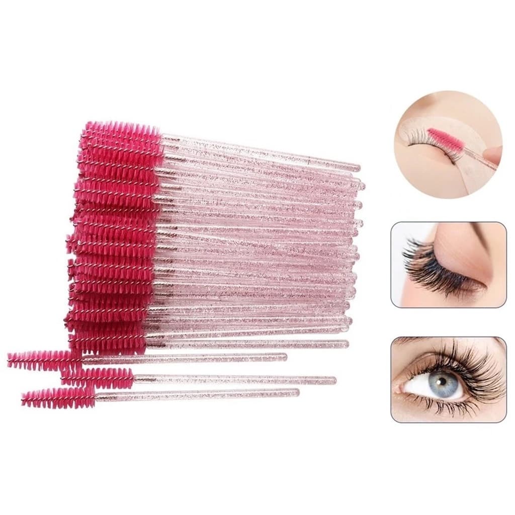 Kit 50-300 Escovinhas De Cílios Sobrancelha Glitter Extensão e Alongamento Descartável