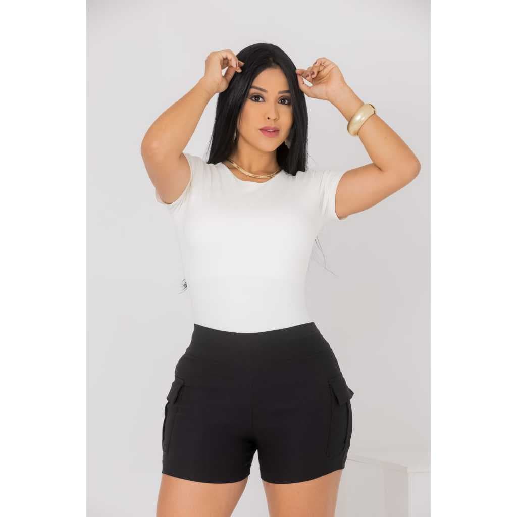 Short Cargo Cintura Alta Levanta Bumbum Com Lycra com alta elasticidade