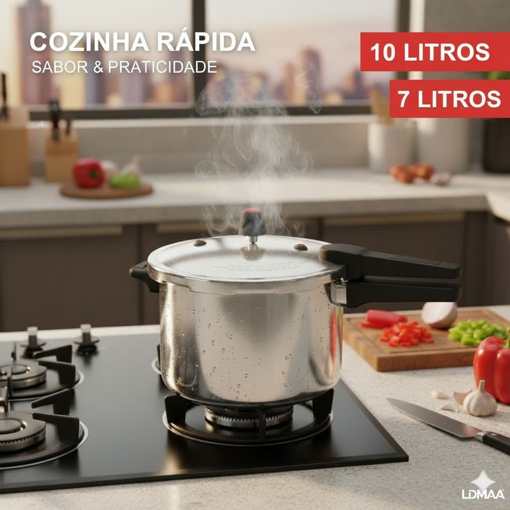 Panela de Pressão 7 ou 10 Litros com Fechamento Externo  Alumínio Nacional feijão feijoada