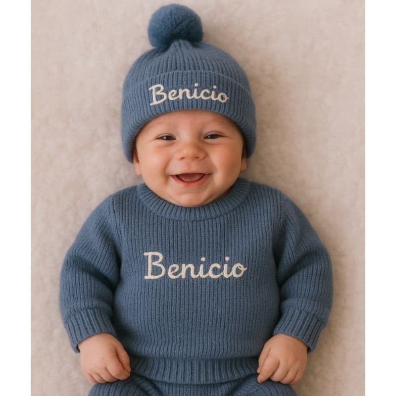 Conjunto de tricô 3 peças - Personalizado RN Antialérgico