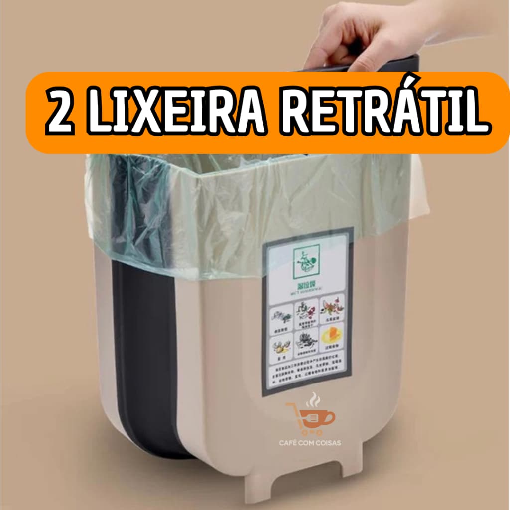 Kit 2 Lixeira Suspensa Retrátil  Cesto de Lixo Extensível  Cozinha  Organização Cozinha