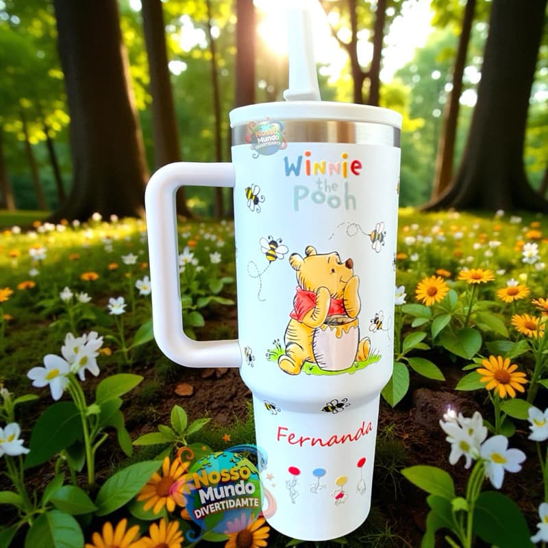 Copo Térmico Ursinho Pooh Canudo Reversível