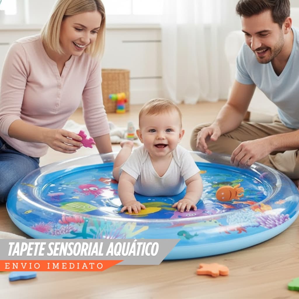 Tapete de Água Interativo Almofada Sensorial Inflável Redondo Bebes e Crianças a Prova de Vazamento