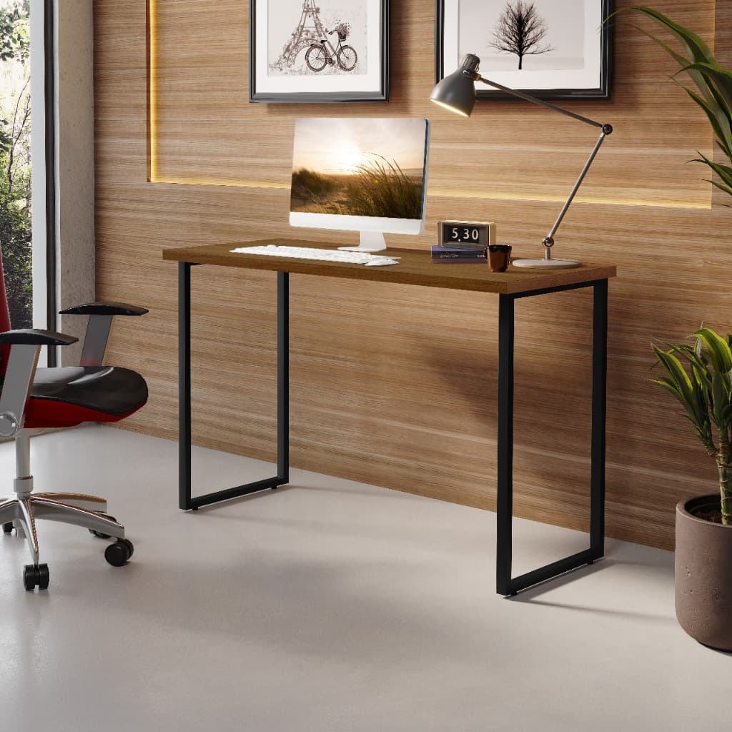 Escrivaninha Mesa de Escritório Home Office 90cm para Computador Estudo Trabalho com Base em Aço