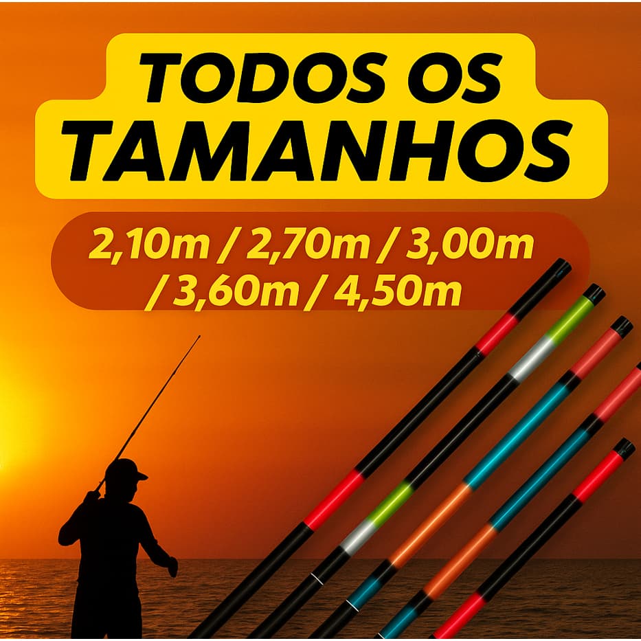 Vara De Pesca Telescópica 40% Carbono Leve Todos Tamanhos
